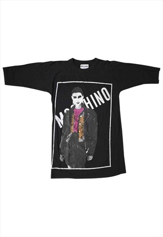 VINTAGE MOSCHINO PRINTED BLACK MAXI T-SHIRT DRESS