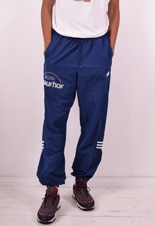 ADIDAS MENS VINTAGE TRACKSUIT TROUSERS W34 L32 BLUE 90S