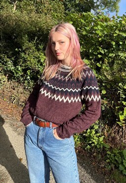 Vintage Icelandic Style Chunky Knitted Patterned Jumper