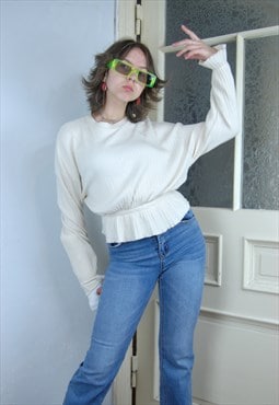 Vintage y2k mesh baggy festival blouse jumper in white 