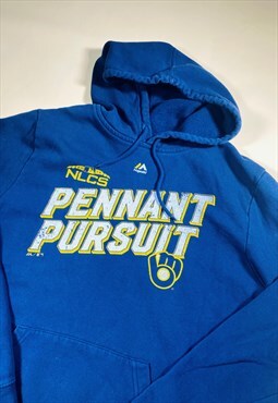Vintage Size Large Pennant Pursuit Hoodie In Blue