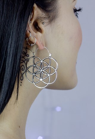 SILVER FLOWER OF LIFE EARRINGS