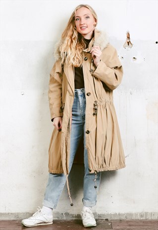 VINTAGE 80S BEIGE PARKA COAT