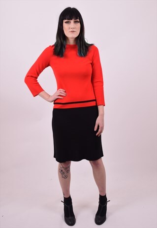 VINTAGE 70'S BLACK & RED MOD SCOOTER GIRL DRESS SIZE 10 12