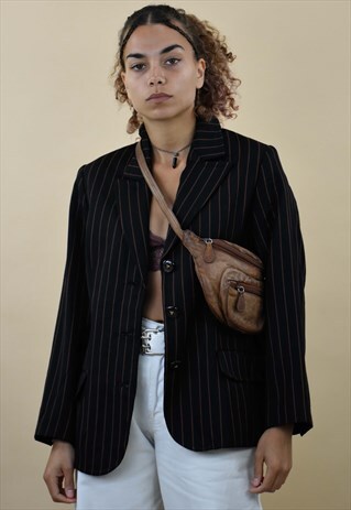 VINTAGE BLACK VALENTINO TAILORED PIN STRIPE BLAZER