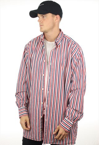 VINTAGE TOMMY HILFIGER BOX LOGO STRIPED LONG SLEEVE SHIRT