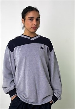 Grey 90s KAPPA Embroidered Sweatshirt