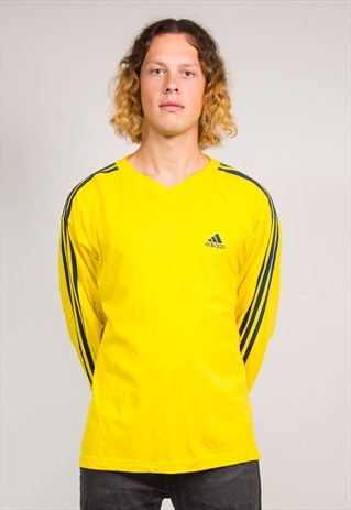 90'S VINTAGE BRIGHT YELLOW ADIDAS LONG SLEEVE T-SHIRT