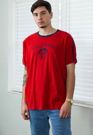 VINTAGE TOMMY HILFIGER T-SHIRT LOGO 90S L 7.6