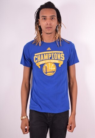 ADIDAS MENS VINTAGE T-SHIRT TOP MEDIUM BLUE 90S