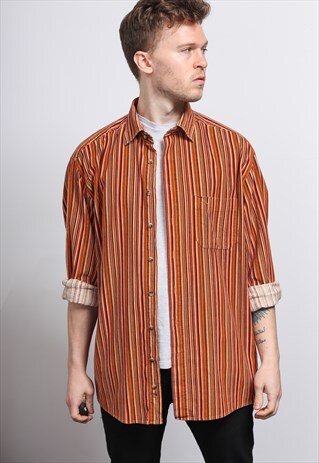 VINTAGE CORDUROY CORD STRIPED SHIRT