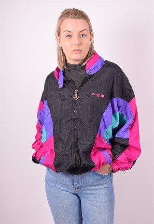 WOMENS VINTAGE TRACKSUIT TOP JACKET MEDIUM MULTI 90S
