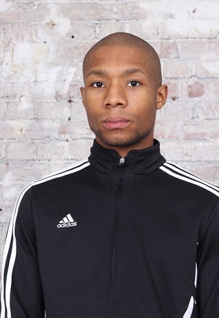 VINTAGE ADIDAS LOGO THREE STRIPE TRACK JACKET BLACK