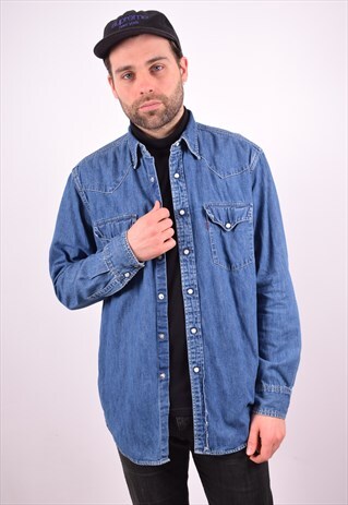 LEVI'S MENS VINTAGE DENIM SHIRT MEDIUM BLUE 90S
