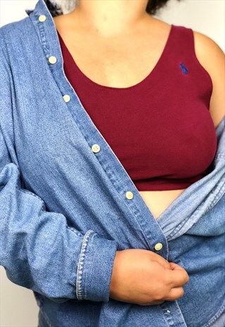 RALPH LAUREN RE-WORKED ELASTICATED CROP VEST TOP