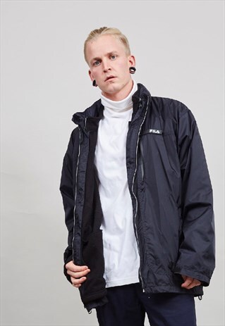 VINTAGE OVERSIZED DARKEST NAVY 90'S HOODED FILA PARKA