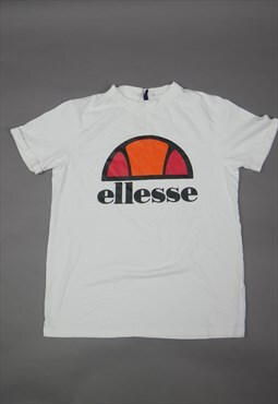 Vintage ellesse T Shirt in White with Logo