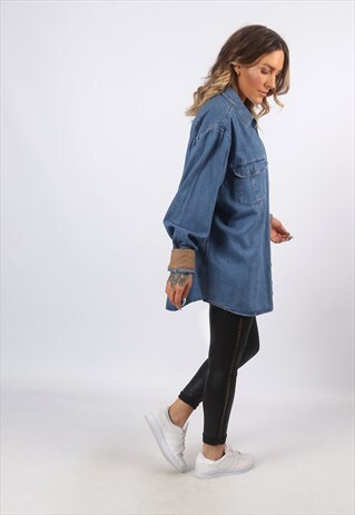 DENIM SHIRT OVERSIZED FADED GLORY LONG UK 18 (EHBO)
