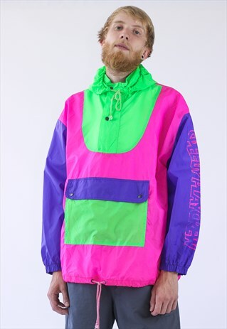 VINTAGE MENS WINDBREAKER ANORAK FESTIVAL WATERPROOF JACKET
