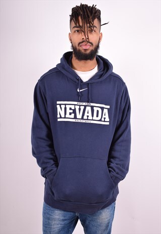 NIKE MENS VINTAGE HOODIE JUMPER XL NAVY BLUE 90'S
