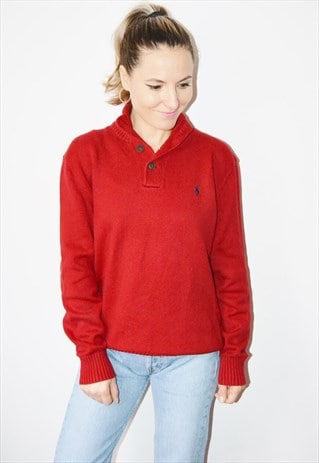 VINTAGE 90S RALPH LAUREN 1/4 EMBROIDERED KNIT SWEATSHIRT