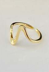 Adjustable Wave Ring, Solid 18ct Gold on Sterling Silver, 