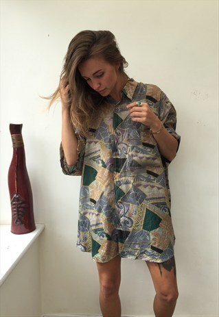 CRAZY PATTERNED OVERSIZED RETRO VINTAGE FESTIVAL SHIRT