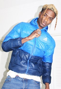 Vintage 90s Blue Adidas Cosy Puffer Jacket