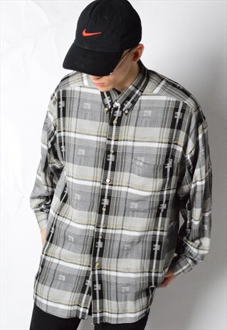 VINTAGE 90S GREY CHECK LONG SLEEVE SHIRT