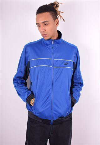 LOTTO MENS VINTAGE TRACKSUIT TOP JACKET XL BLUE 90'S