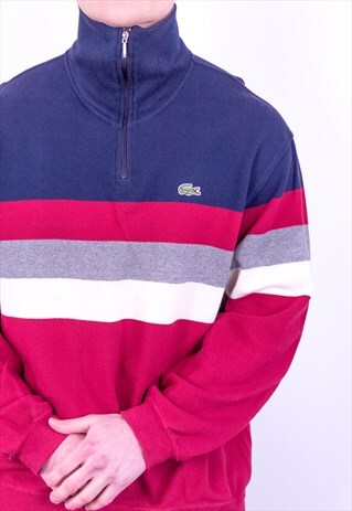 VINTAGE LACOSTE 1/4 ZIP STRIPED SWEATSHIRT LARGE