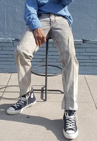 80S 90S CLASSIC HIGH RISE ACID WASH SKINNY JEANS 30