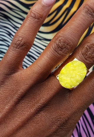 LEMON YELLOW SEMI PRECIOUS STONE GOLD RING