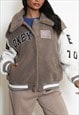 Fleece Basketball Jacket In Taupe