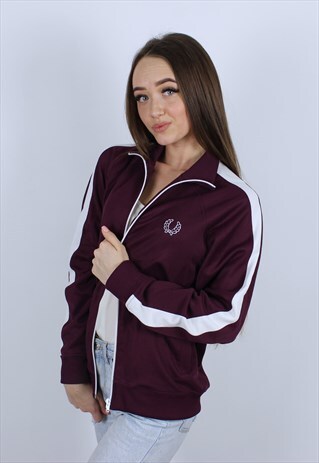 VINTAGE WOMENS FRED PERRY LOGO ZIPPER TRACK TOP SUIT JACKET
