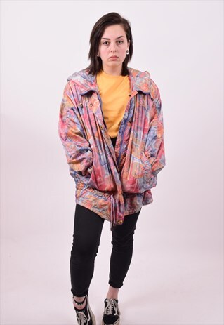 VINTAGE 80'S CRAZY PRINT SKI WINDBREAKER SIZE LARGE