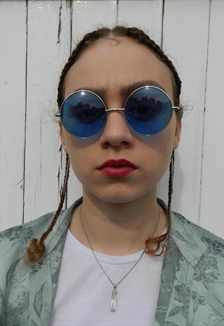 BLUE ELECTRIC SMALL ROUND SUNGLASSES