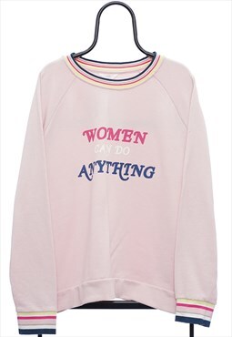 Retro Women Can Do Anything Pink Sweatshirt Womens