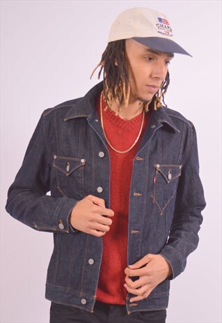 VINTAGE LEVI'S DENIM JACKET SLIM FIT NAVY BLUE
