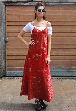 VINTAGE 90S FLORAL SATIN SLIP DRESS