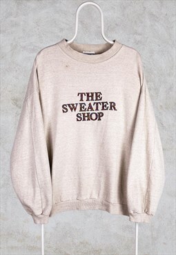Vintage The Sweater Shop Sweatshirt Beige Spell Out XL