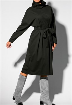 Black Elegant Long Sleeve Ponte Dress