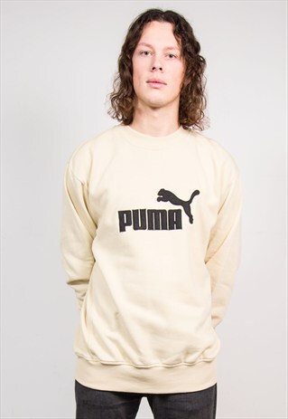 90'S VINTAGE CREAM PUMA SWEATSHIRT JUMPER
