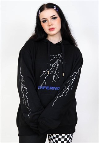 INFERNO REFLECTIVE LIGHTNING HOODIE AESTHETIC SWEATSHIRT Y2K