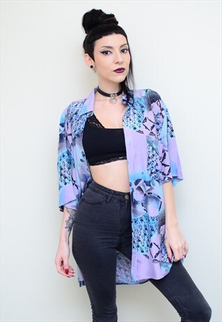 VINTAGE 90'S FUNKY ABSTRACT PATTERNED OVERSIZED SHIRT