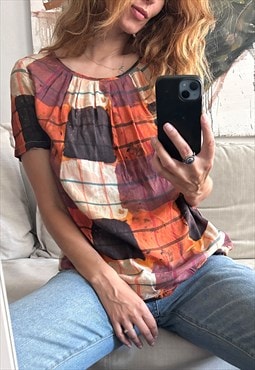 Batic abstract Art print Top / Blouse - M