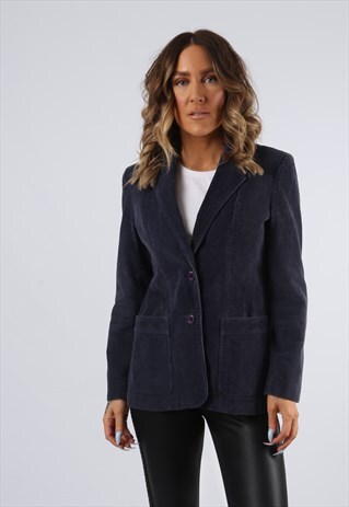 CORDUROY BLAZER JACKET CORD VINTAGE UK 10 - 12 (K92A)