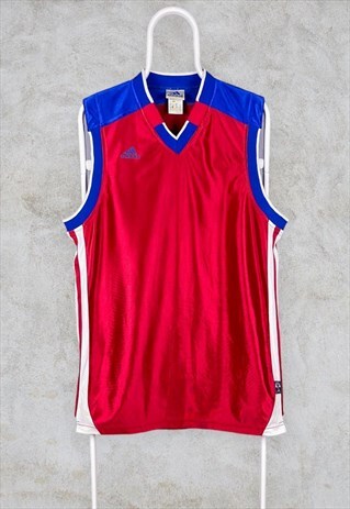 Vintage Adidas Basketball Jersey Red Blue XL