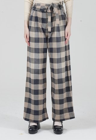 Vintage 2000 Pleated Front Wide Leg Checked Trouser | Nordic Poetry ...