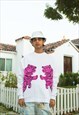 White Sweatshirt with Pink Tigers